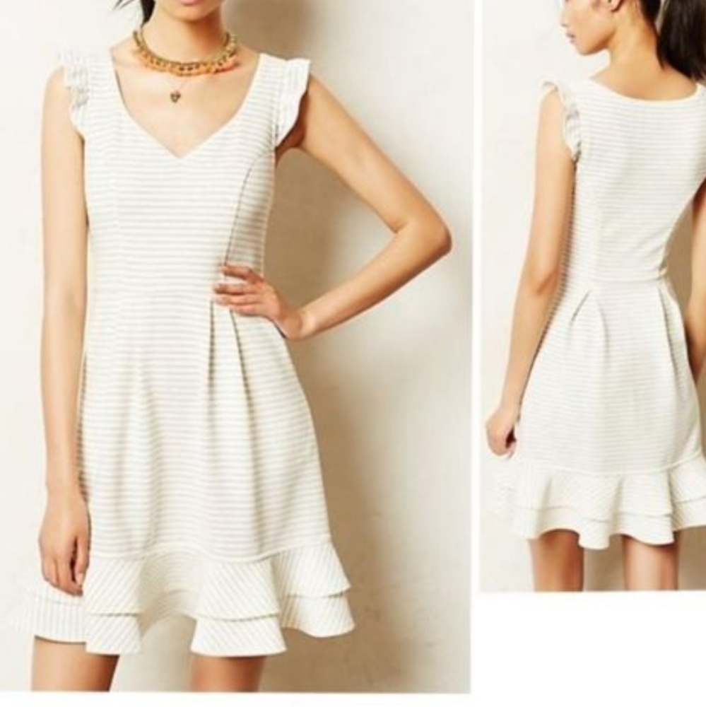 Anthropologie MAEVE Striped Sunland Ruffle Hem Dress Size 6 EUC